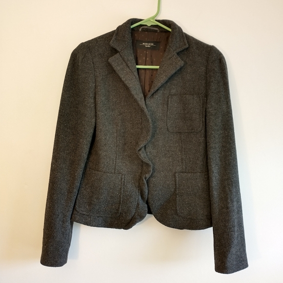 MaxMara Jackets & Blazers - Max Mara Ruffle Front Virgin Wool suit Jacket Blazer